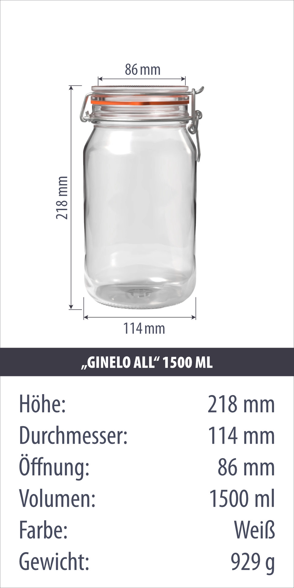 Bügelglas 'Ginelo All' 1500 ml